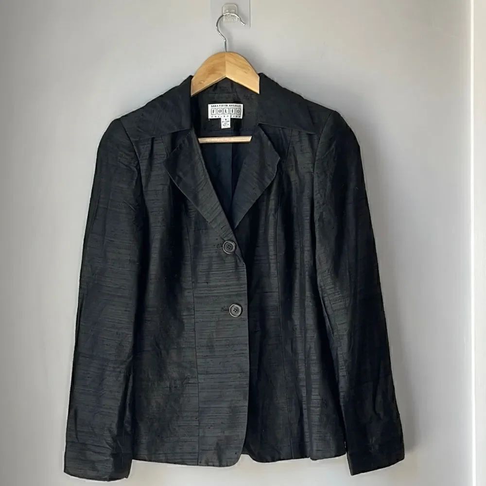 Saks Fifth Avenue Raw Silk FOLIO Collection Blazer